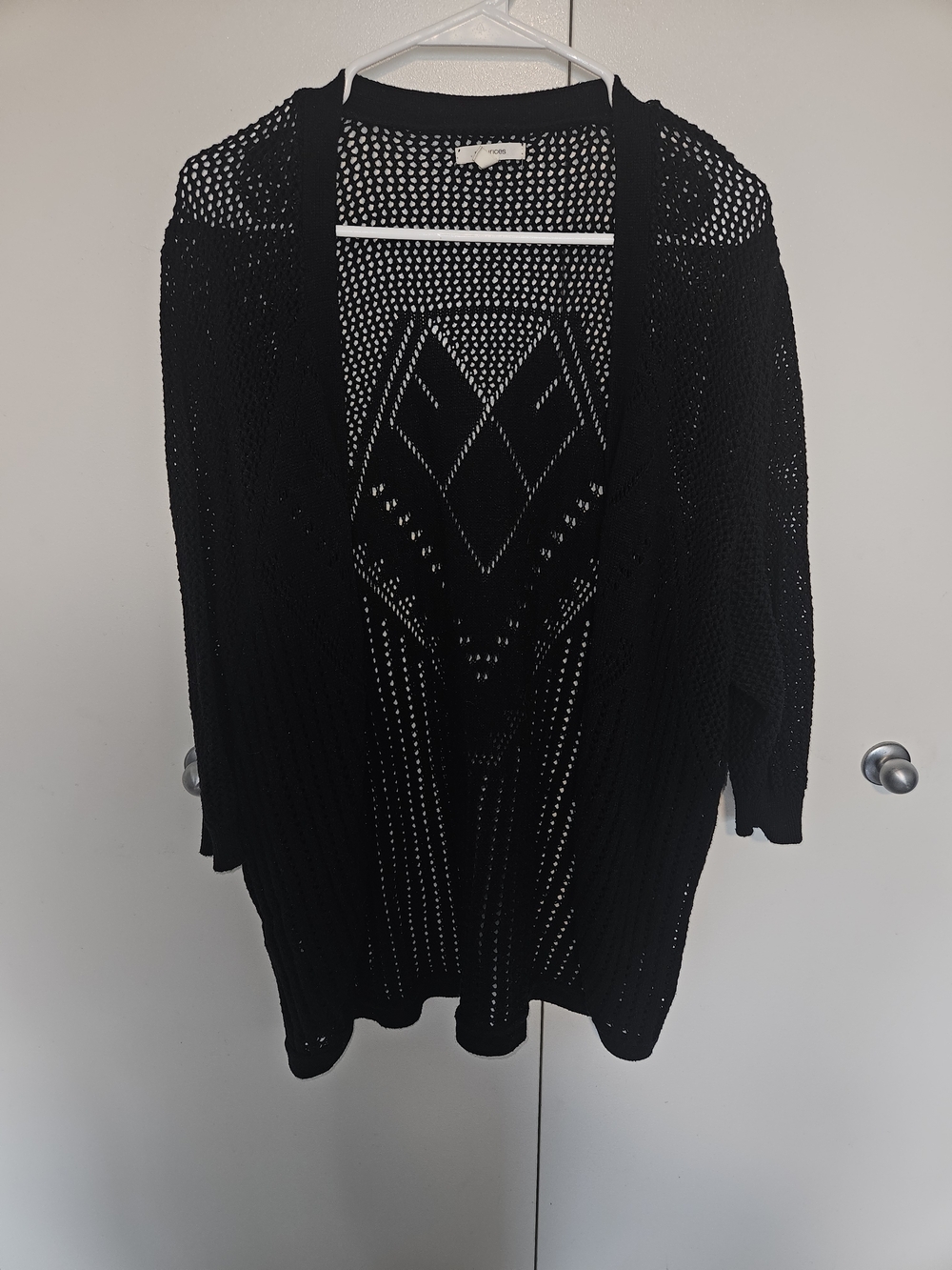 Maurices Black Open-Knit Geometric Cardigan